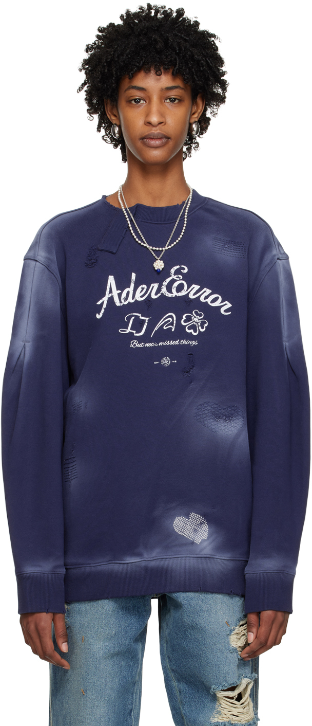 トップス Ader Error Sollec sweatshirt Ader Error Blue Sollec Sweatshirt In Navy | ModeSens