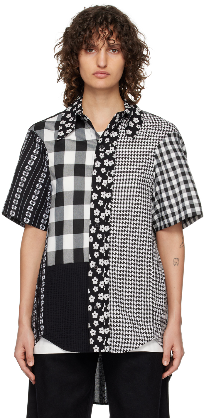 Shop Ader Error Black & White Paneled Shirt