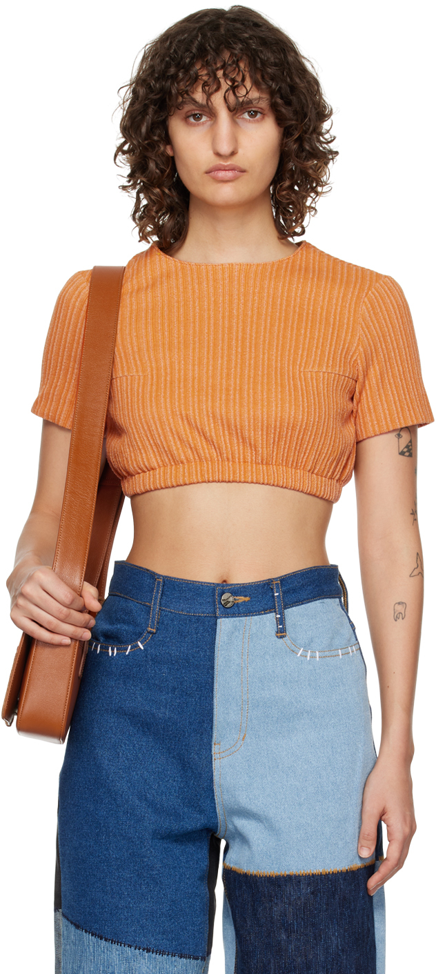 ★ADERERROR★ Flut cropped tshirt Orange Orange Flut T-Shirt by ADER error on Sale