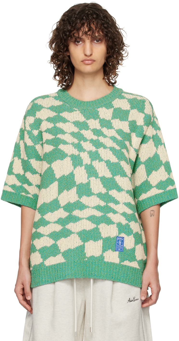 Ader Error Green & Beige Wave T-shirt