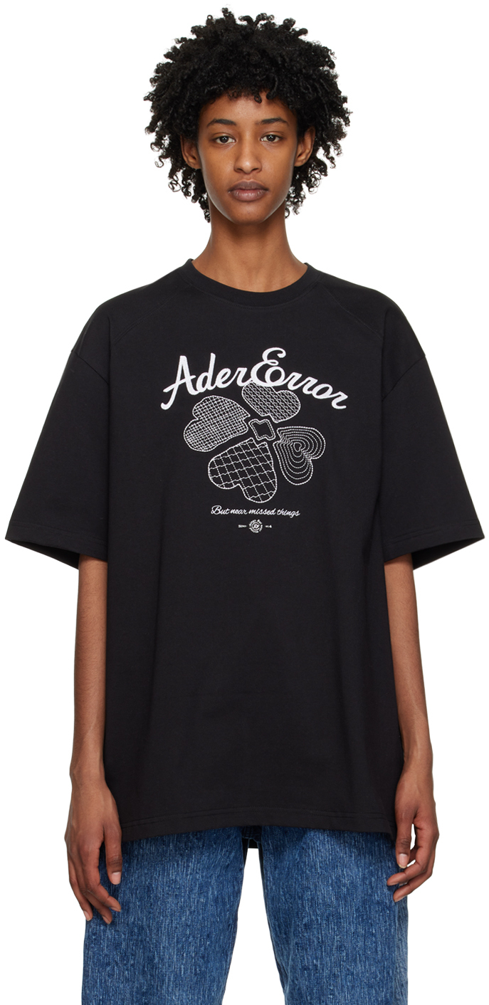 Ader Error Tever Logo T-shirt In Black | ModeSens