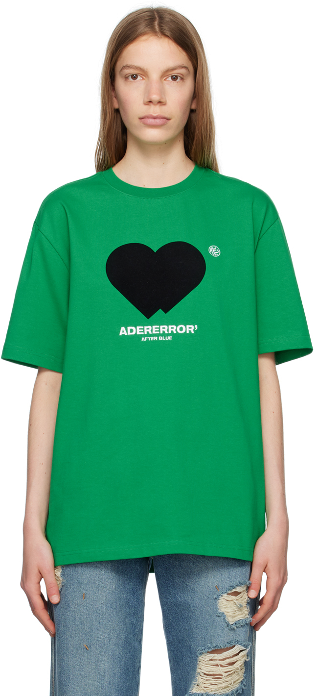 Ader Error Twin Heart Logo T-shirt In Green