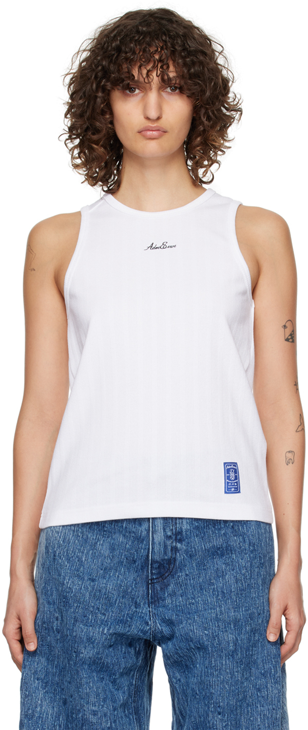 White Embroidered Tank Top by ADER error on Sale