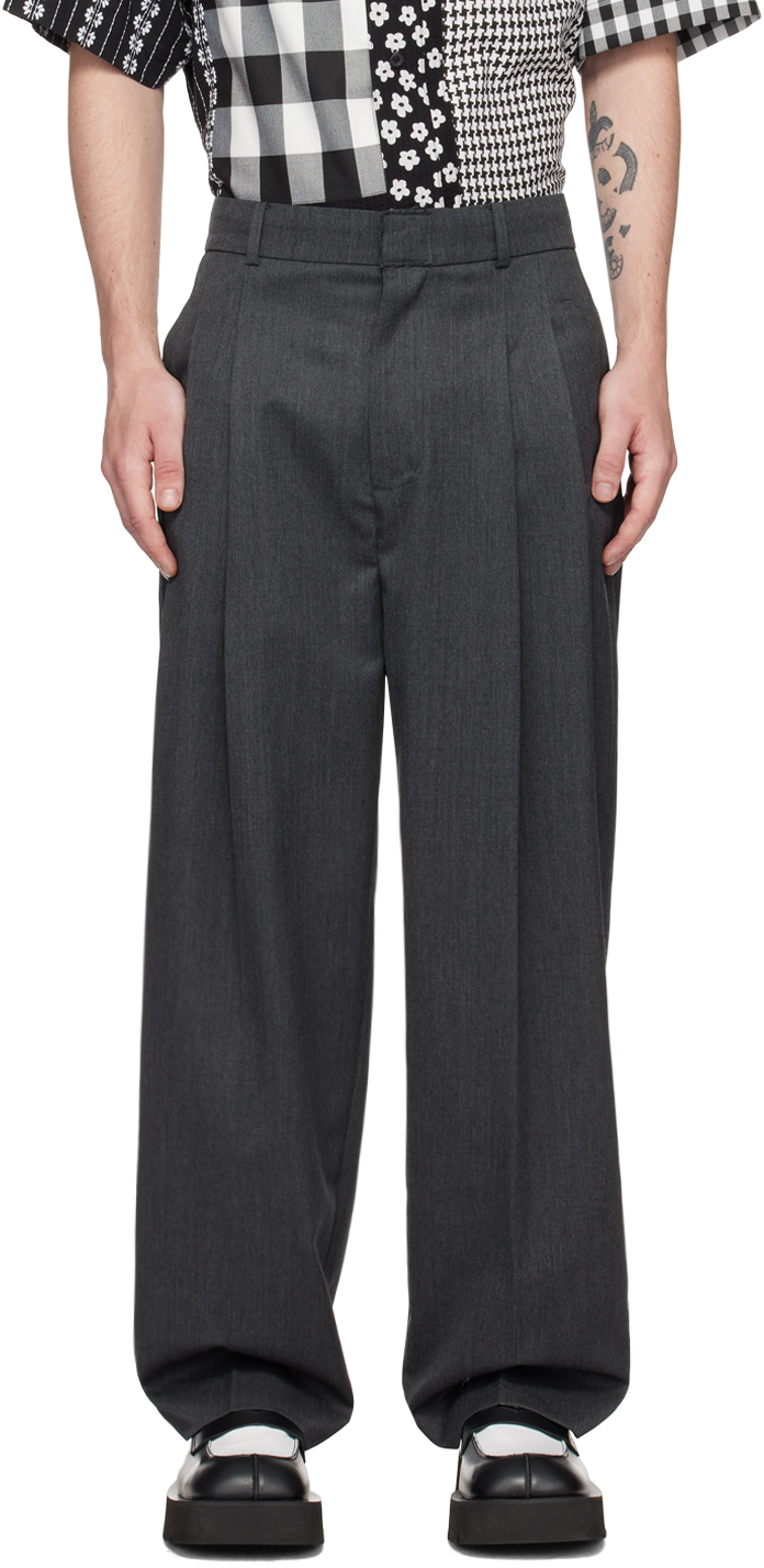 Ader Error Grey Pleated Trousers In Charcoal