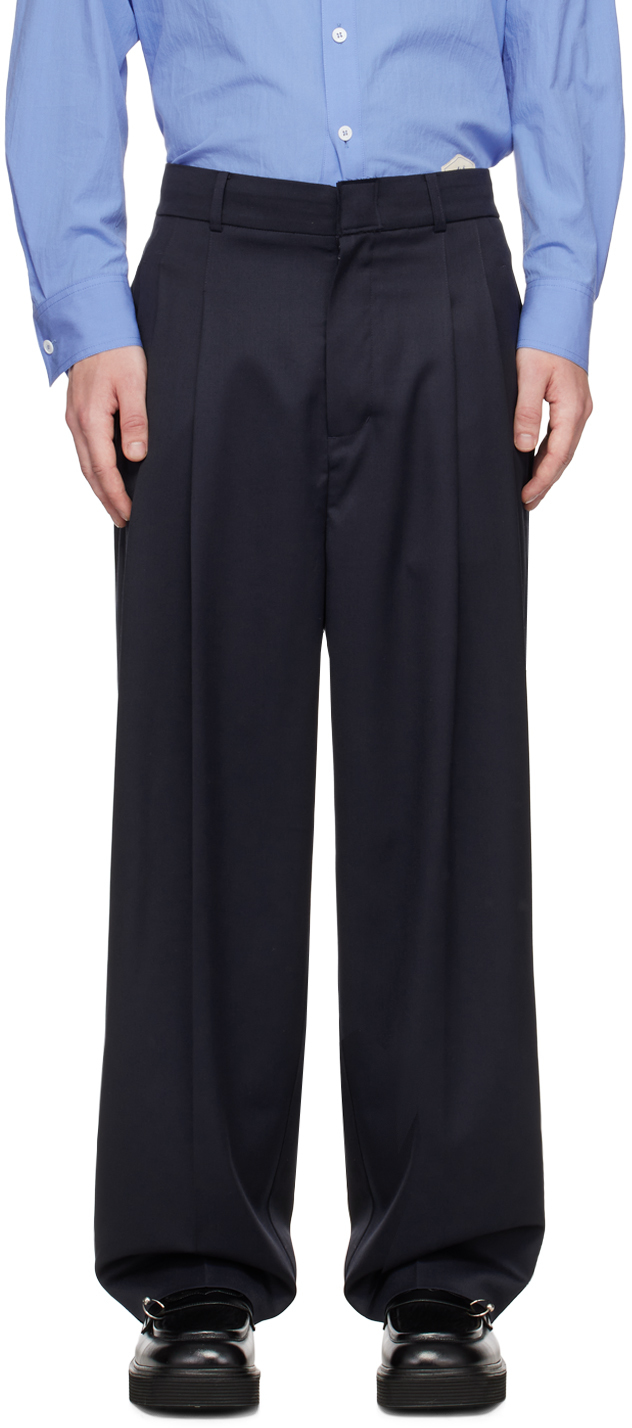 ADER error Navy Pleated Trousers