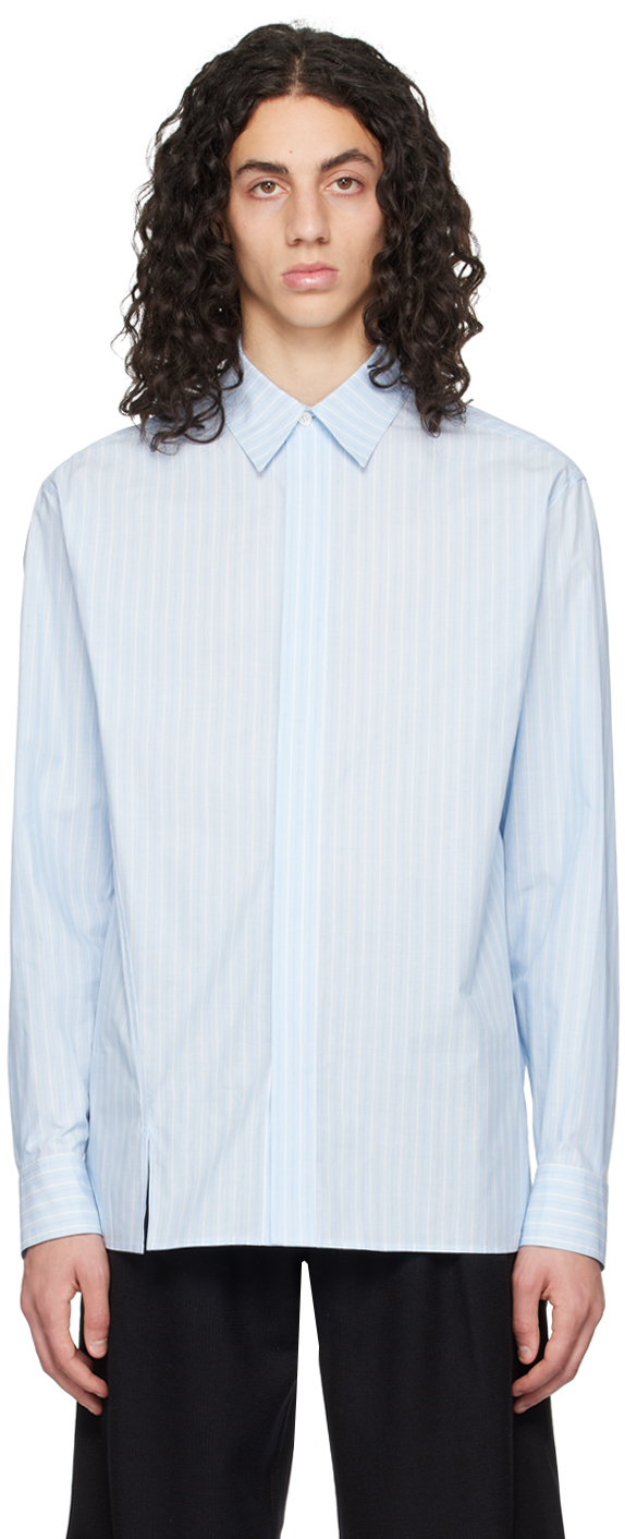Ader Error Blue Astic Shirt In Stripe