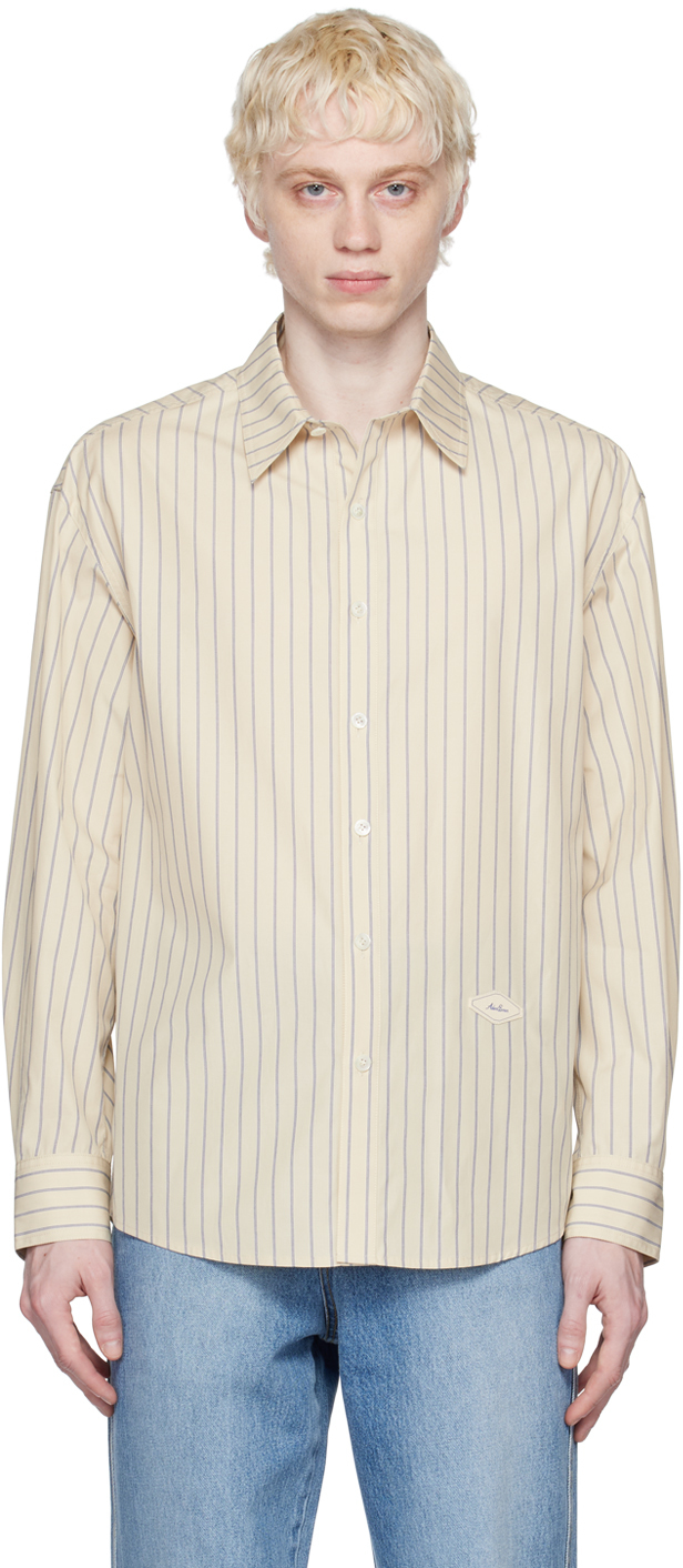 Ader Error Off-white Fluic Shirt In Stripe