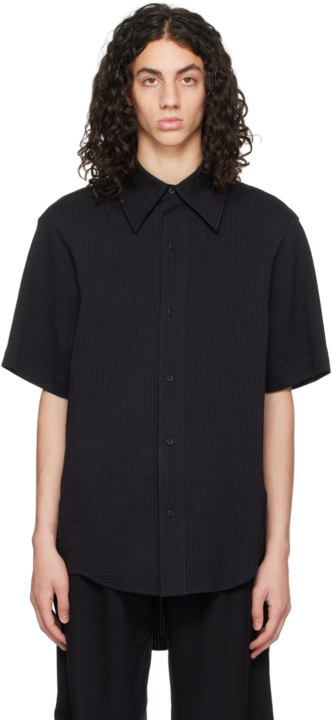 ADER error: Black Spread Collar Shirt | SSENSE