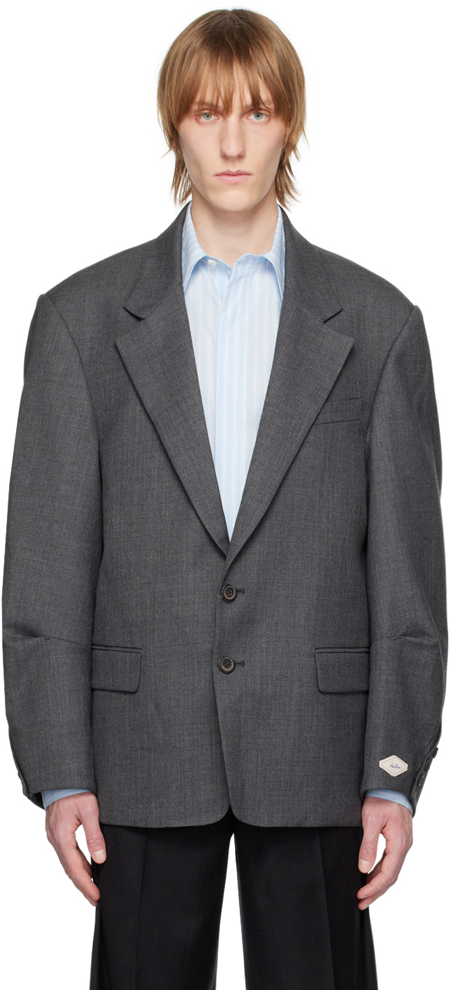 Ader Error Gray Notched Blazer In Grey | ModeSens