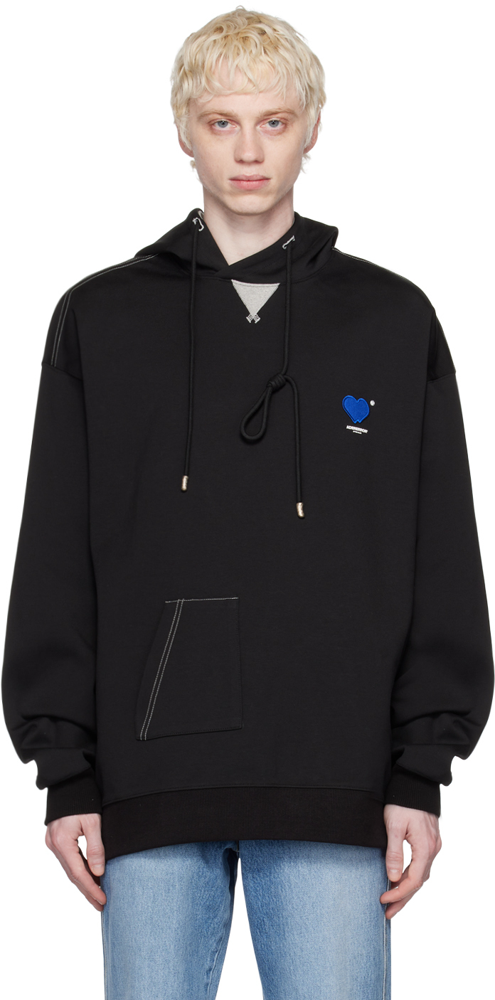 Ader Error Logo-patch Drawstring Hoodie In Black