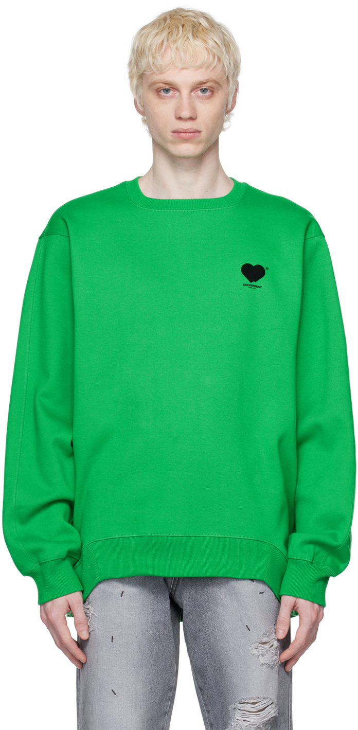 Shop Ader Error Green Flocked Sweatshirt