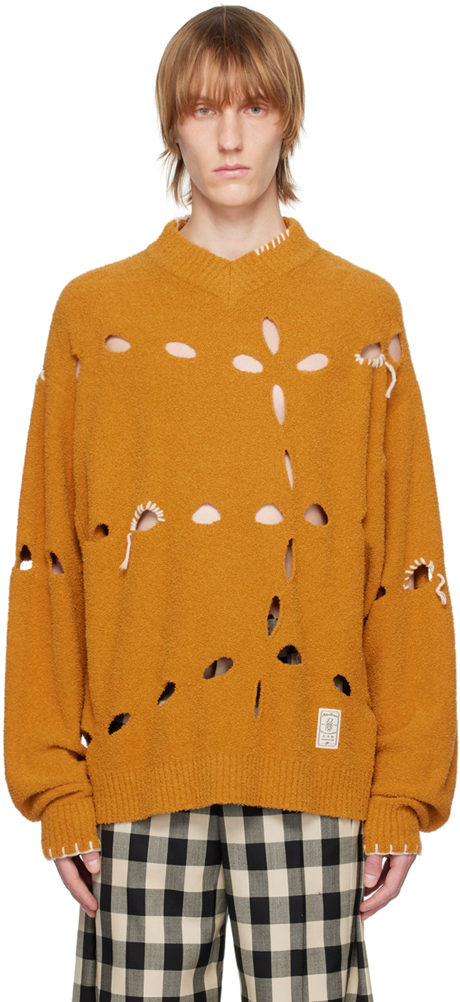 Orange Cutout Sweater by ADER error on Sale