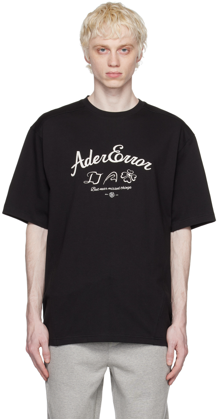 Ader Error Embroidered-logo Cotton-blend T-shirt In Black