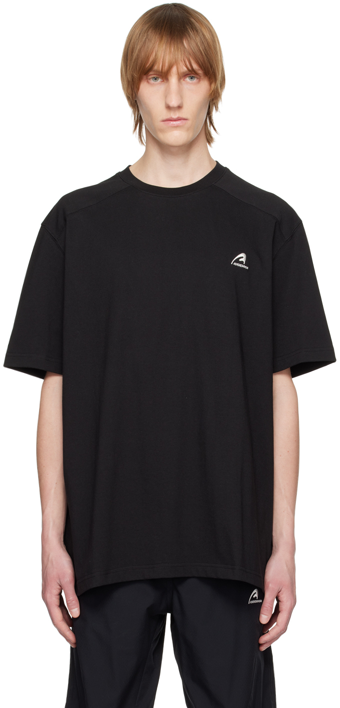 Ader Error Logo-embroidered Cotton T-shirt In Black