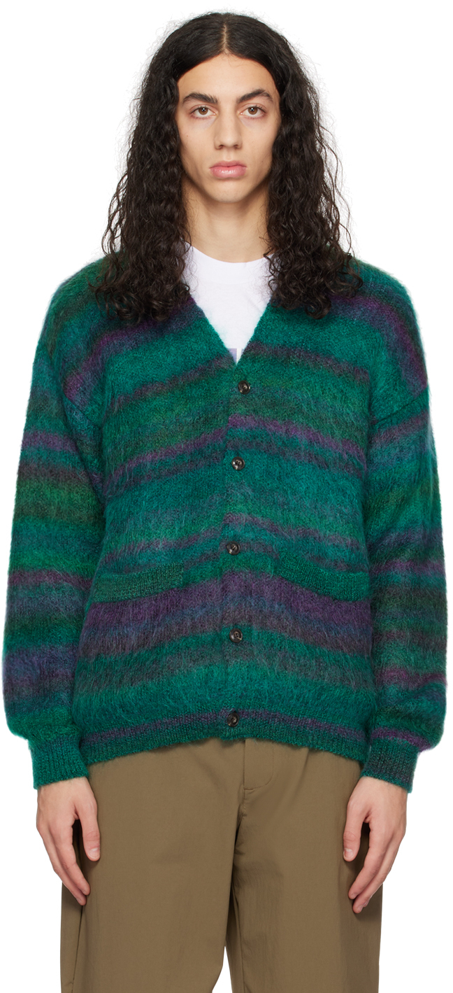 F-LAGSTUF-F Green & Purple Striped Cardigan