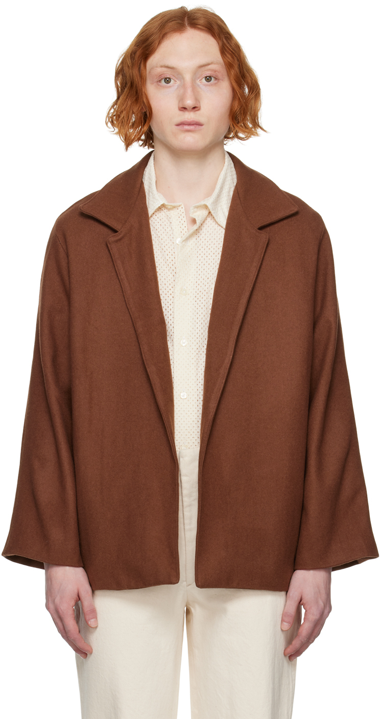 Factor's Brown Notched Lapel Jacket In Cappuccino