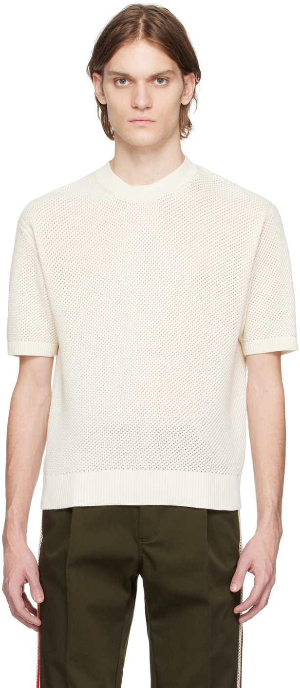 Factor's Off-White High Crew Mesh Knit T-Shirt