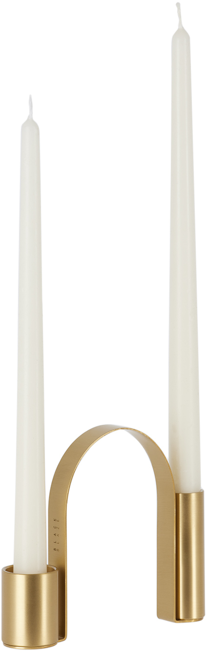 Black Blaze Gold Arch Candle Holder In /
