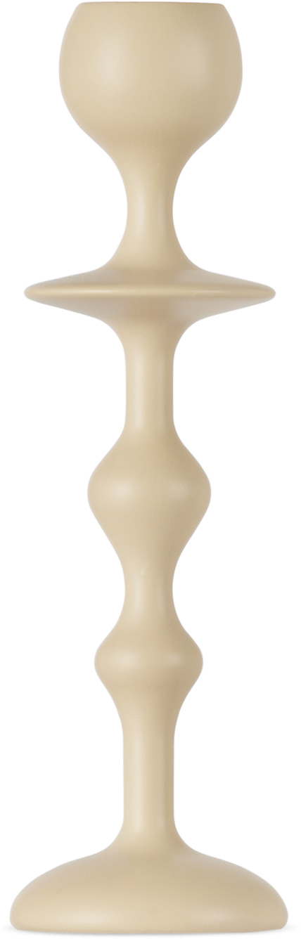 Black Blaze Off-white Medium Infinity Candle Holder In Ivory