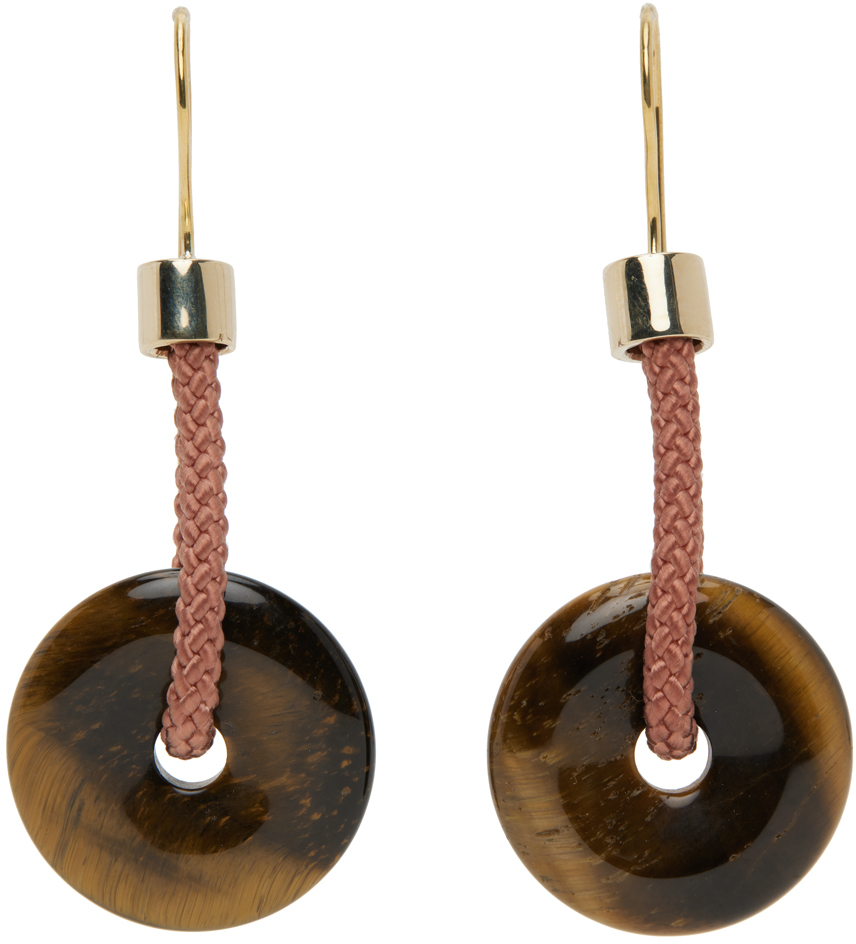 Brown Tiger's Eye Earrings by Lukhanyo Mdingi on Sale