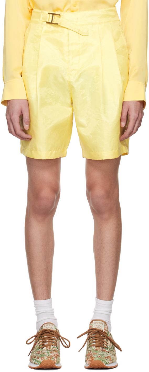 Kanghyuk Yellow Pleated Shorts