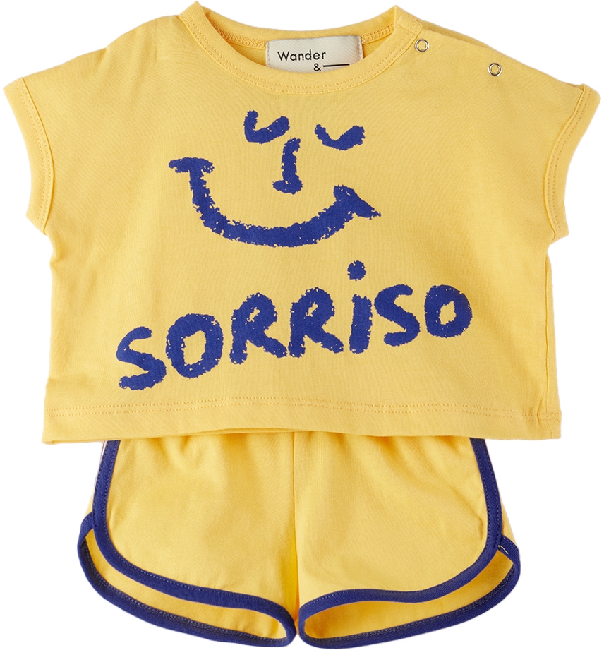 Wander & Wonder Kids' Baby Yellow 'soriso' Tank Top & Shorts Set In Sunflower