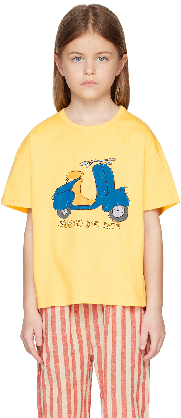 Wander & Wonder Kids Yellow Scooter T-shirt In Sunflower