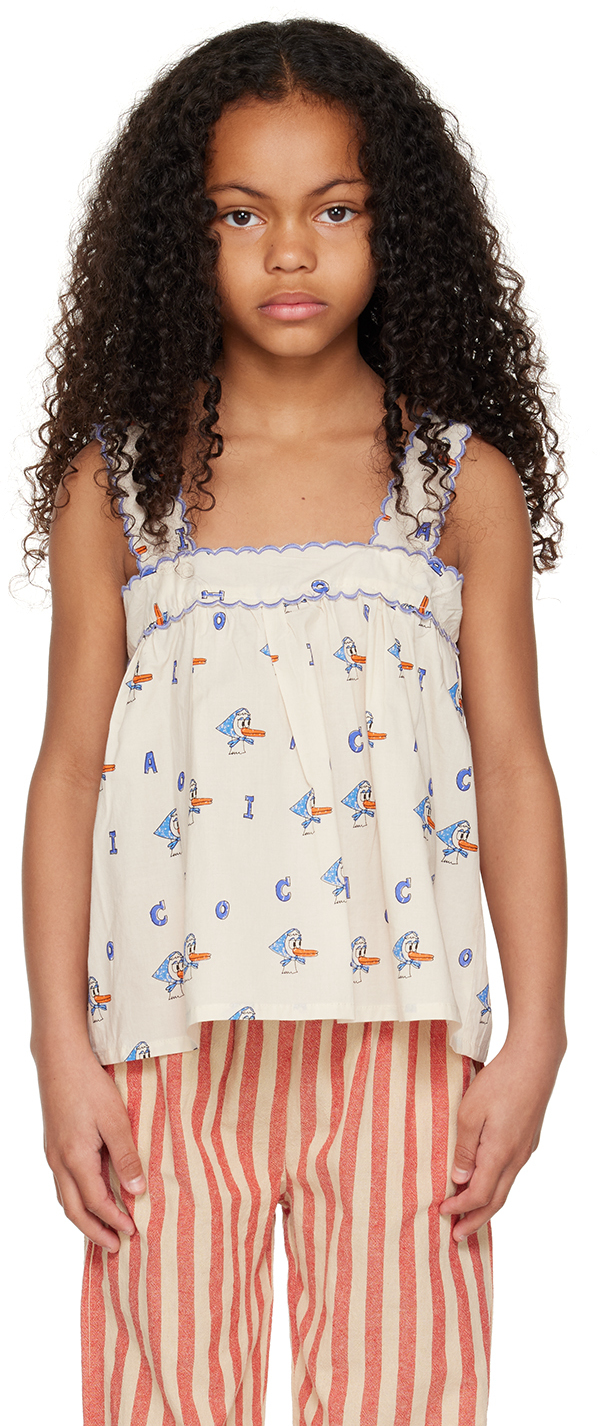 Wander & Wonder Kids Off-white Printed Camisole In Cream Duck