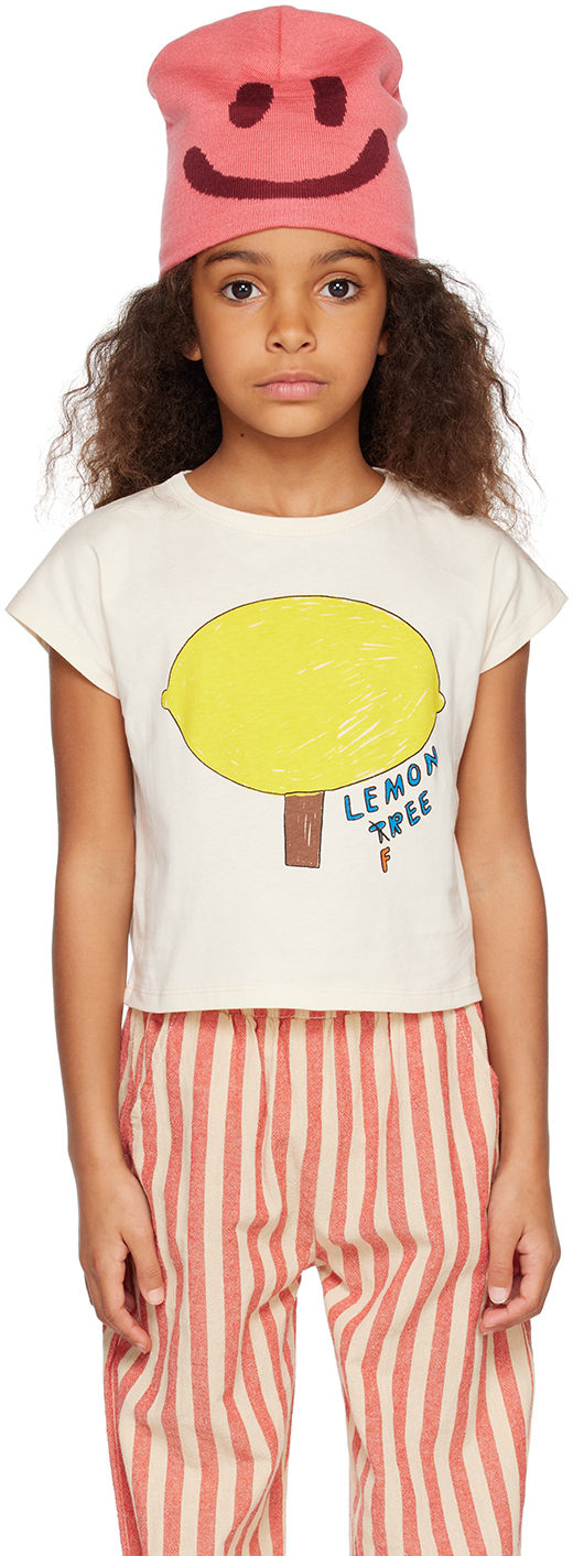 Wander & Wonder Kids Beige 'lemon Tree' T-shirt In Ecru