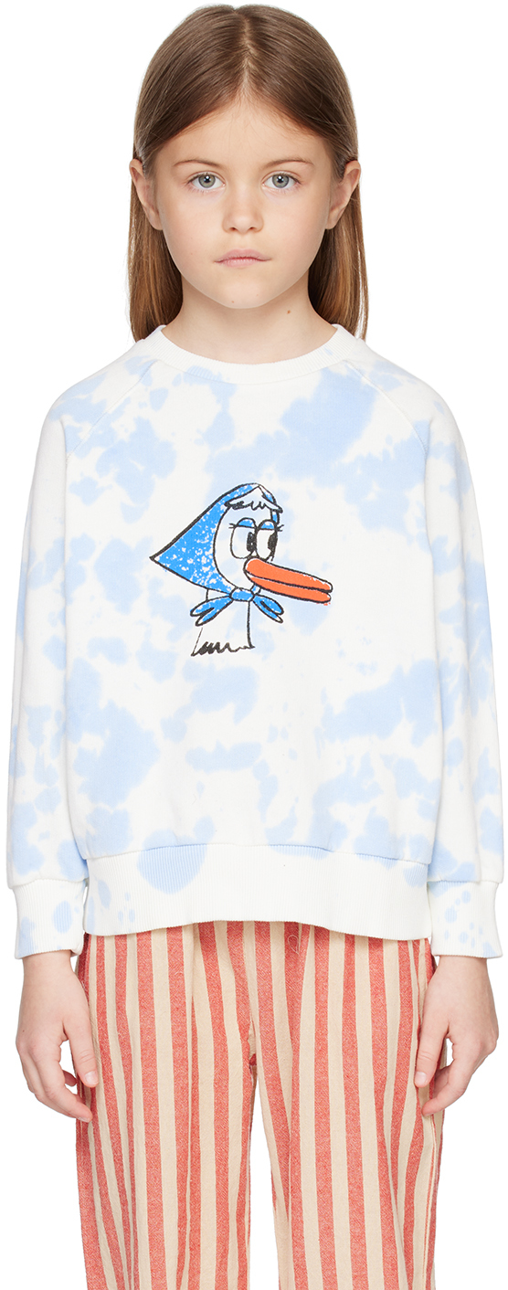 Wander & Wonder Kids Blue & White Granny Duck Sweatshirt In Sky Blue Tie Dye