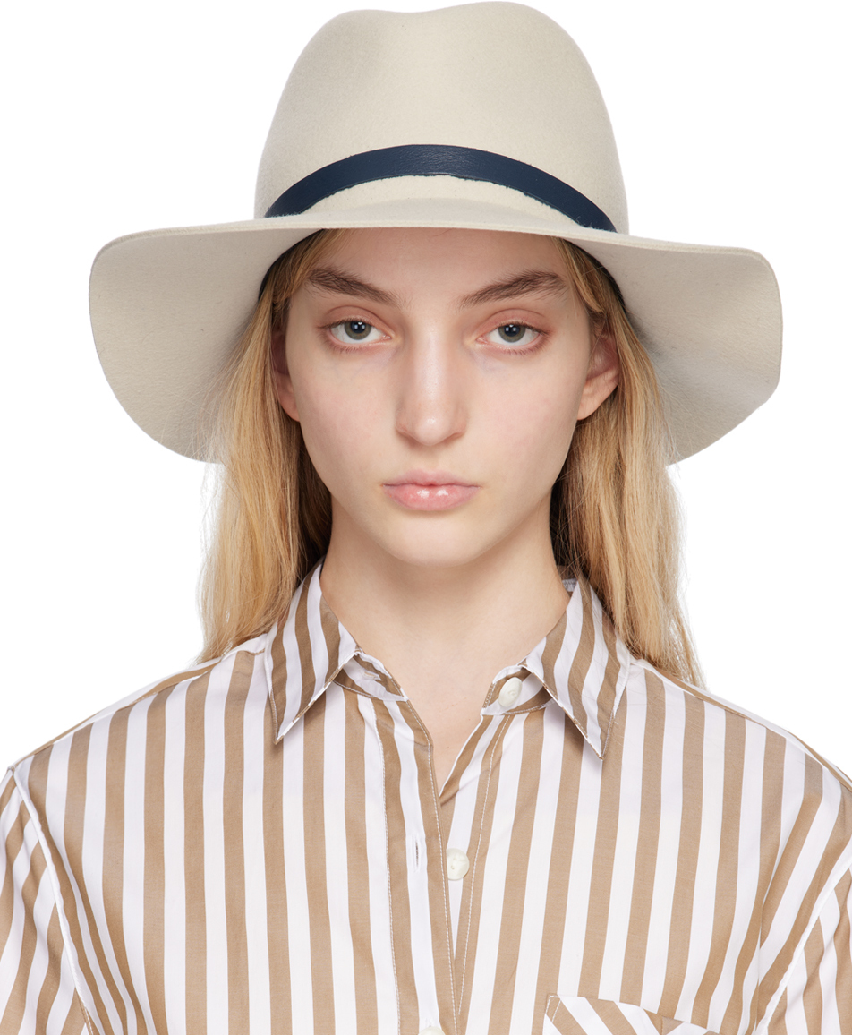 Rag & Bone Gray Finley Packable Fedora In Parchment