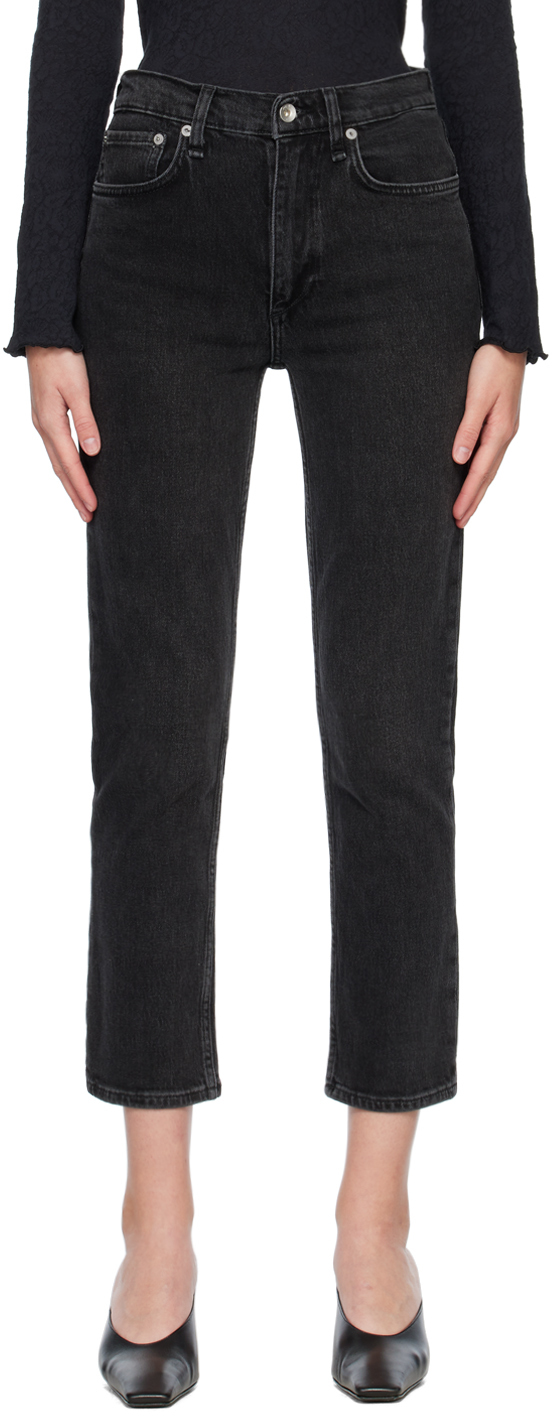 RAG & BONE BLACK WREN SLIM STRAIGHT LEG JEANS