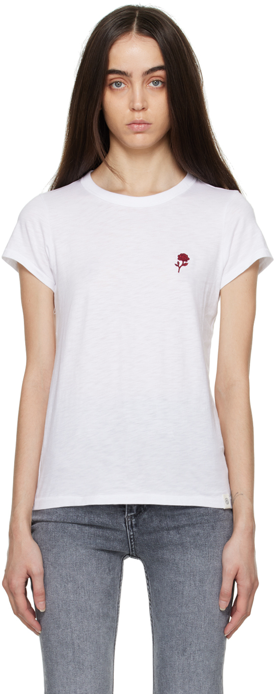 White Rose T-shirt by rag on & Sale bone