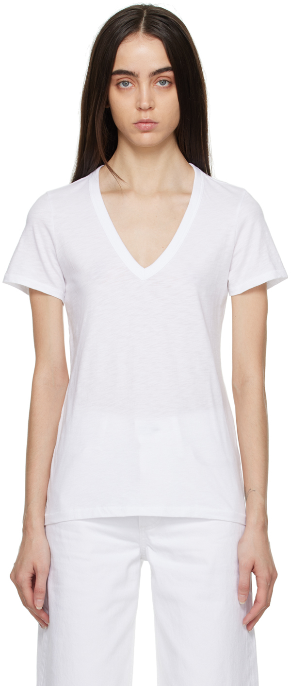 rag & bone White V-Neck T-Shirt