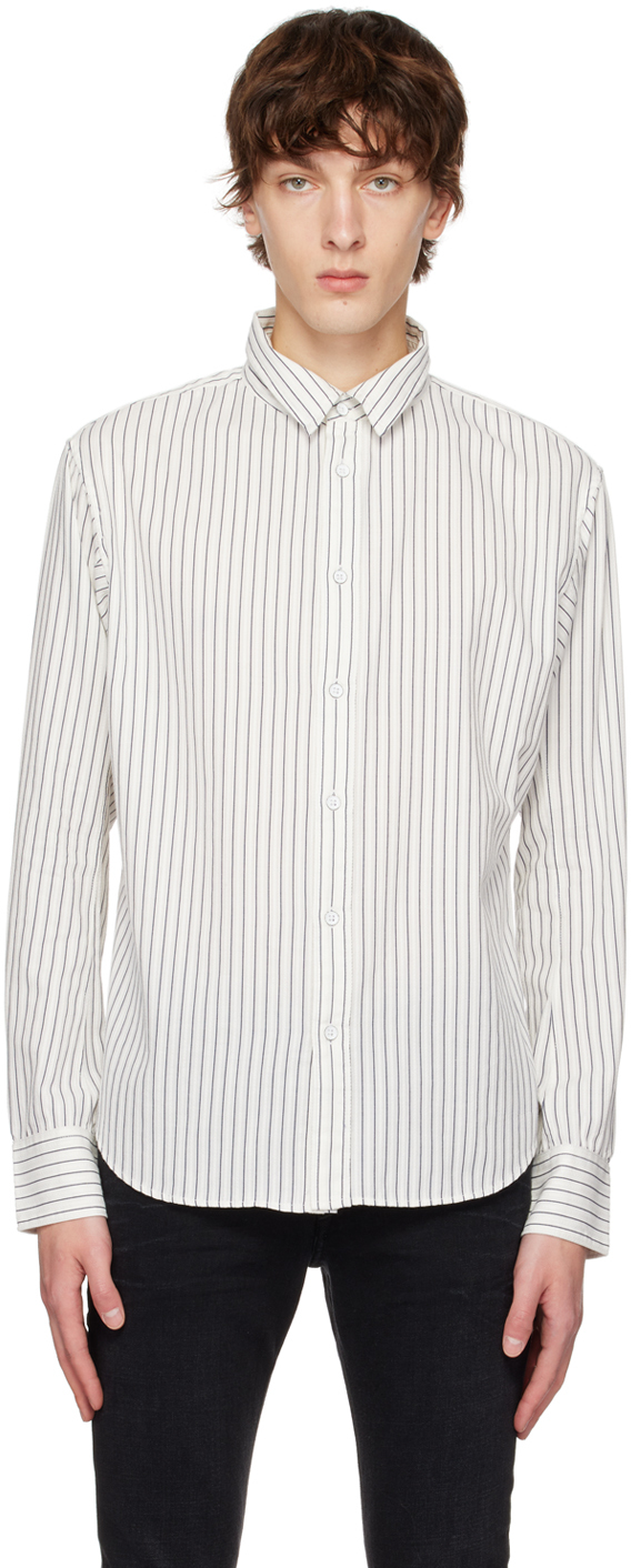 White Fit 2 Stripe Shirt by rag & bone on Sale