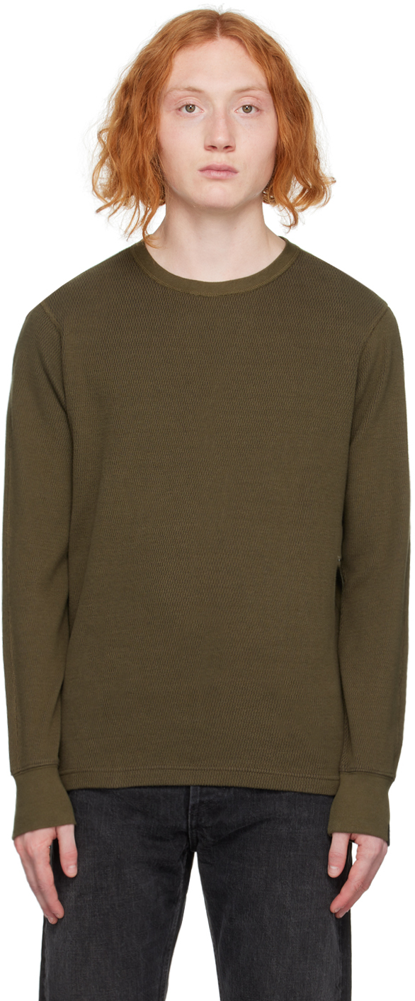 【関税込み】rag & bone カーキ Collin 長袖Tシャツ Khaki Collin Long Sleeve T-Shirt by rag & bone on Sale