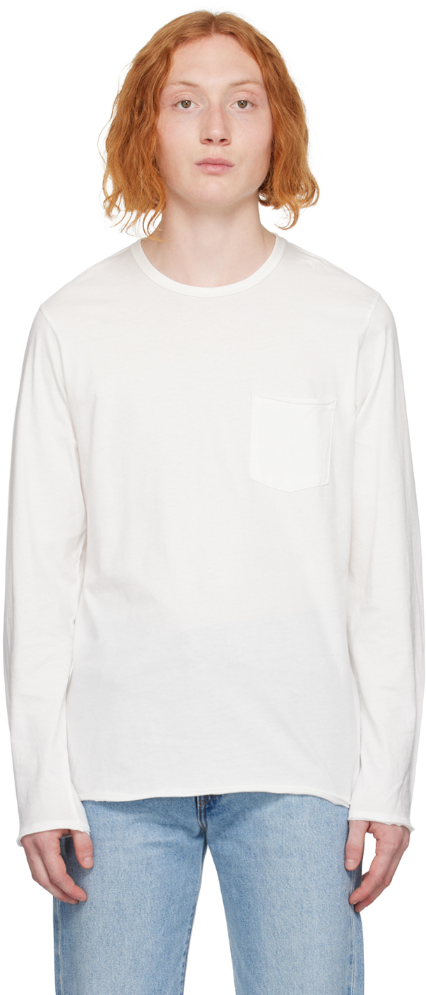 White Embroidered Long-Sleeve T-Shirt Ssense Uomo Abbigliamento Top e t-shirt Top 