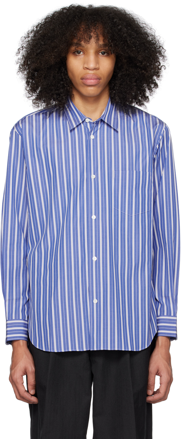 Comme des Garçons Homme: Blue Striped Shirt | SSENSE