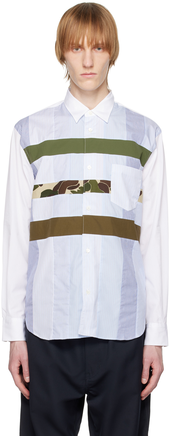 Comme des Garçons Homme: White Paneled Shirt | SSENSE