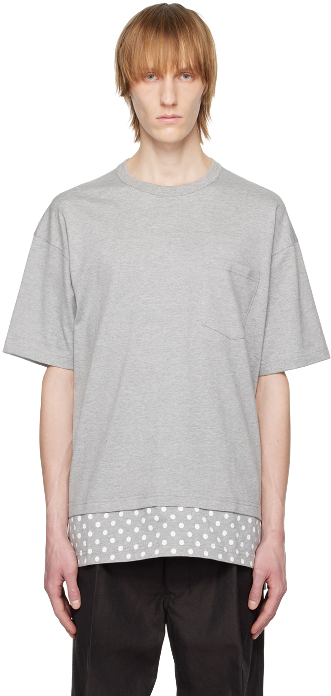 Comme des Garçons Homme: Gray Polka Dot T-Shirt | SSENSE