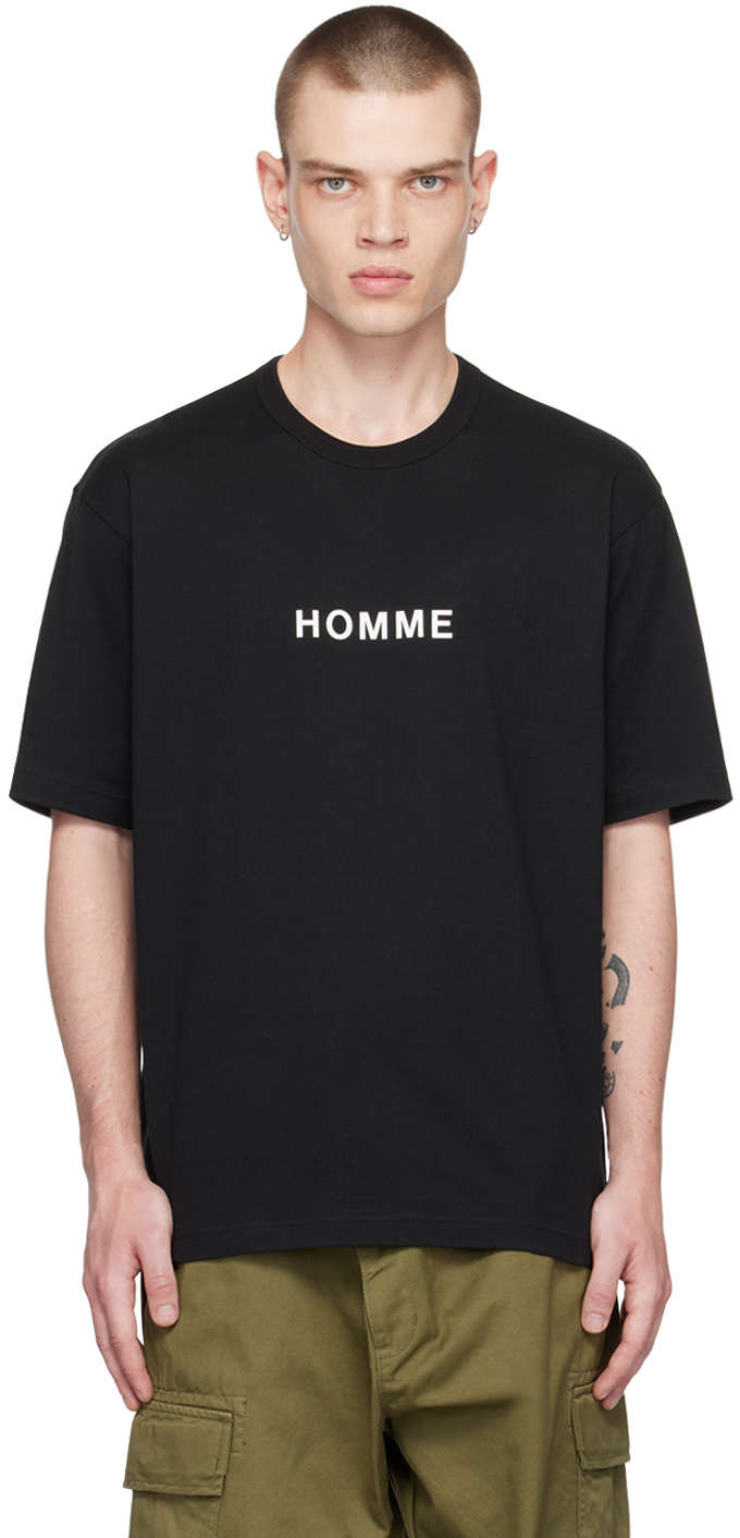 COMME DES GARÇONS HOMME DEUX BLACK PRINTED T-SHIRT