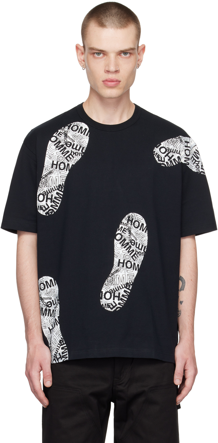 Black Graphic T-Shirt by Comme des Garçons Homme on Sale