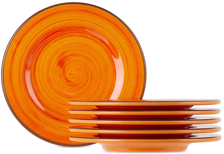 Mario Luca Giusti Orange Saint Tropez Side Plate Set, 6 Pcs In Orrange