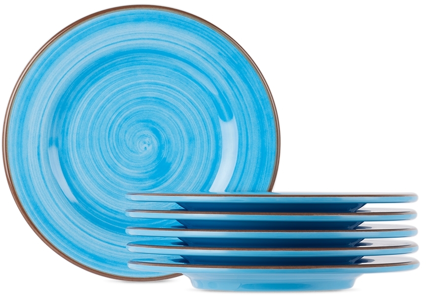 Mario Luca Giusti Blue Saint Tropez Side Plate Set, 6 Pcs In Turquoise