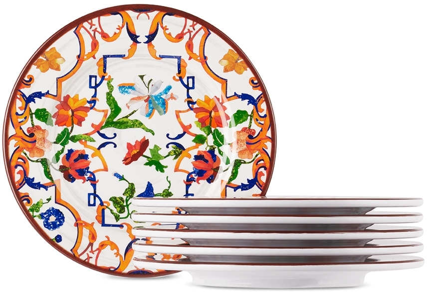 Mario Luca Giusti White Pancale Medium Dinner Plate Set, 6 Pcs