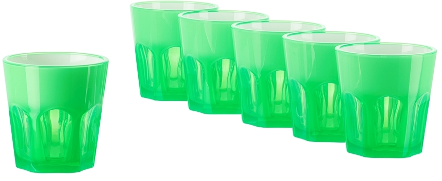 MARIO LUCA GIUSTI GREEN GULLI TUMBLER SET, 6 PCS