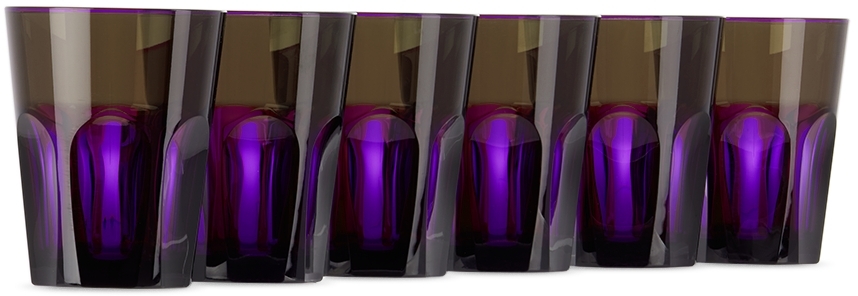 Mario Luca Giusti Purple Double Face Tumbler Set, 6 Pcs In Cobalt/violet