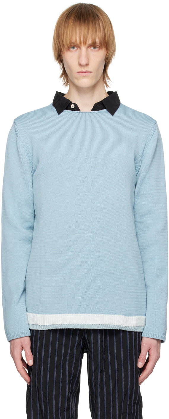 Comme des Garçons Homme Deux: Blue Crewneck Sweater | SSENSE Canada