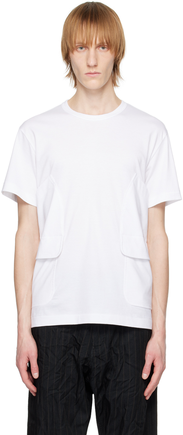 Comme Des Garçons Homme Deux T-shirt Aus Baumwoll-jersey In 2 White