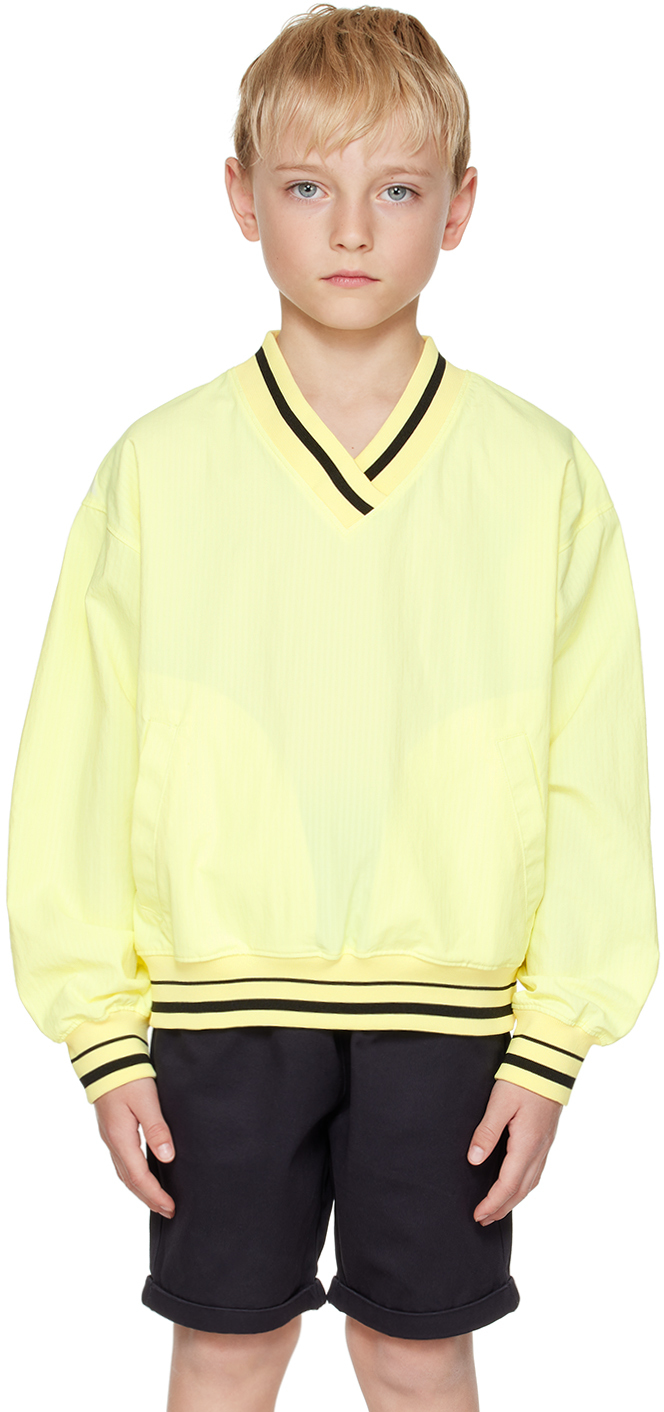 Oopsmyboy Kids Yellow Embroidered Jacket In Yellow Green